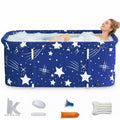47In Large Portable Folding Bathtub, Hot & Cold Soaking Bath Tub, Starry Blue()