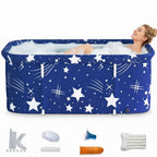 47In Large Portable Folding Bathtub, Hot & Cold Soaking Bath Tub, Starry Blue()