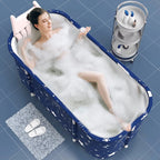 47In Large Portable Folding Bathtub, Hot & Cold Soaking Bath Tub, Starry Blue()