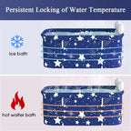 47In Large Portable Folding Bathtub, Hot & Cold Soaking Bath Tub, Starry Blue()
